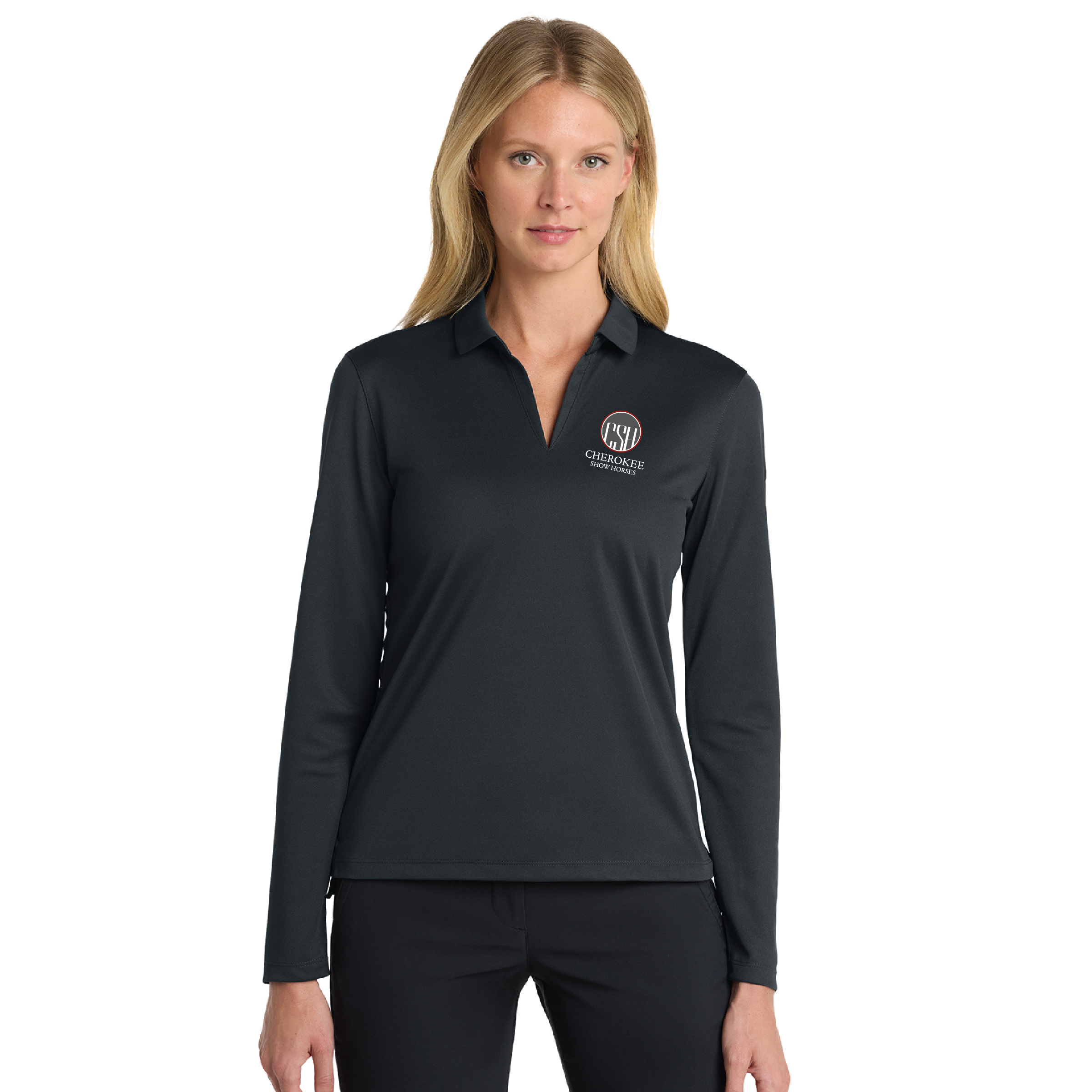 Cherokee Show Horses Women's Nike Dri-FIT Micro Pique Long Sleeve Polo