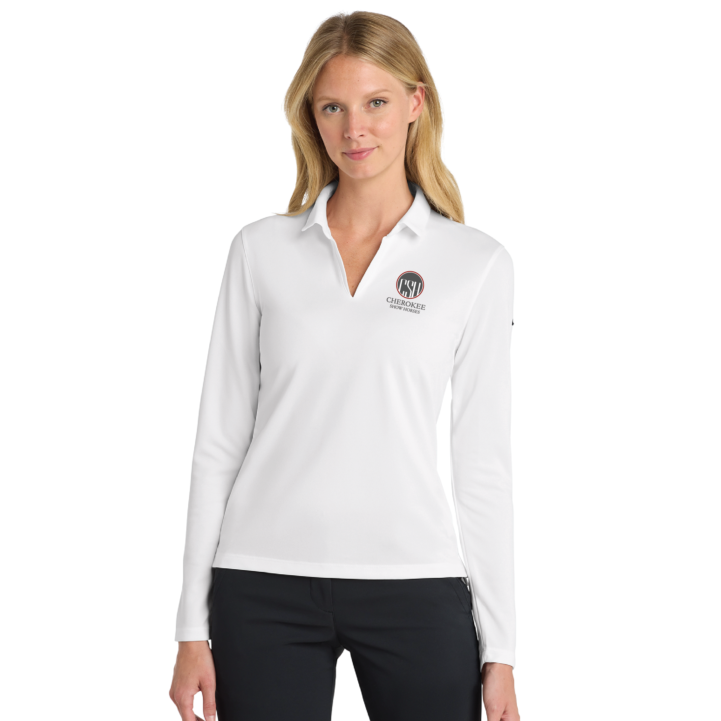 Cherokee Show Horses Women's Nike Dri-FIT Micro Pique Long Sleeve Polo