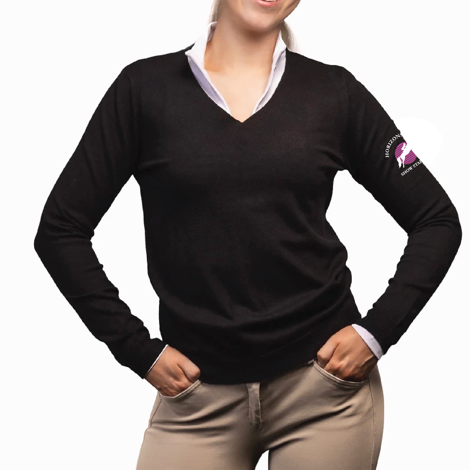 Horizons East Show Stables Women's TKEQ Essential V-Neck Sweater
