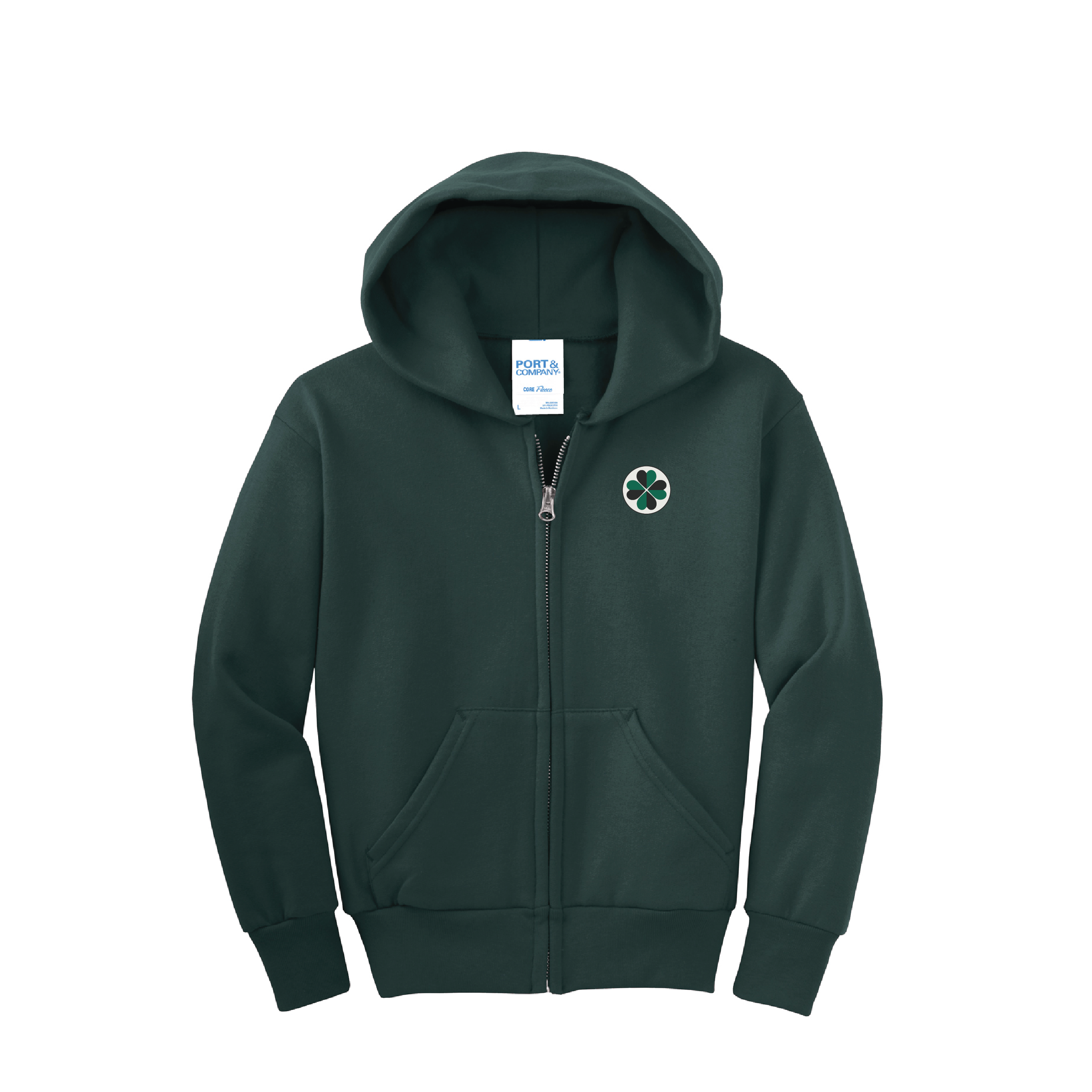 Cloverleaf Equestrian Youth Port & Company Core Fleece Full-Zip Hoodie