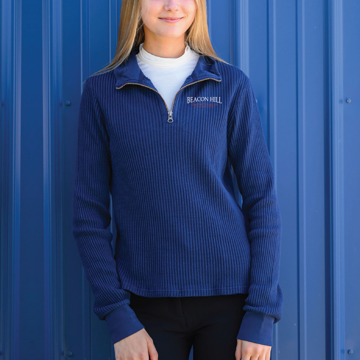 Beacon Hill Euphoric Equestrian Good Mood 1/4 Zip Waffle