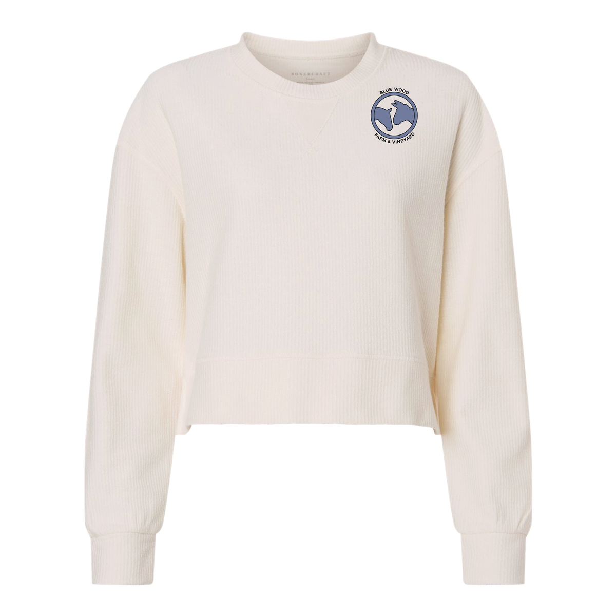 Blue Wood Farm Women's Boxercraft Rib Knit Corded Boxy Crewneck Sweatshirt