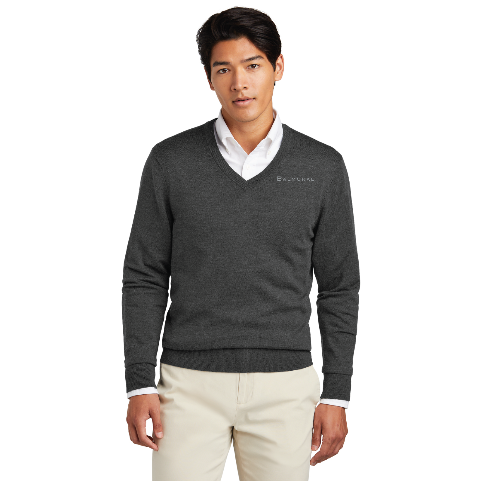 Balmoral Men's Brooks Brothers Washable Merino Wool V-Neck Sweater