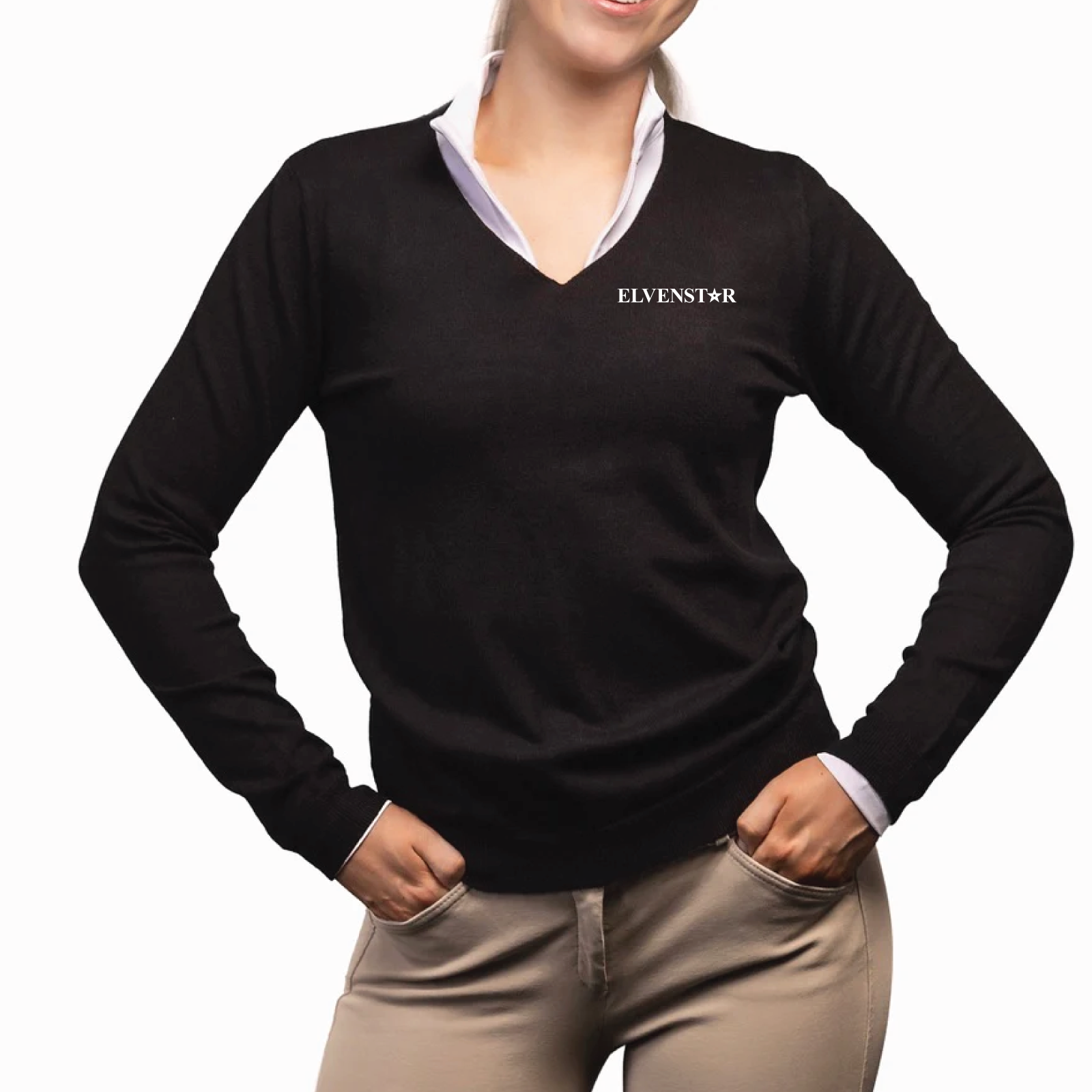 Elvenstar Women's TKEQ Essential V-Neck Sweater