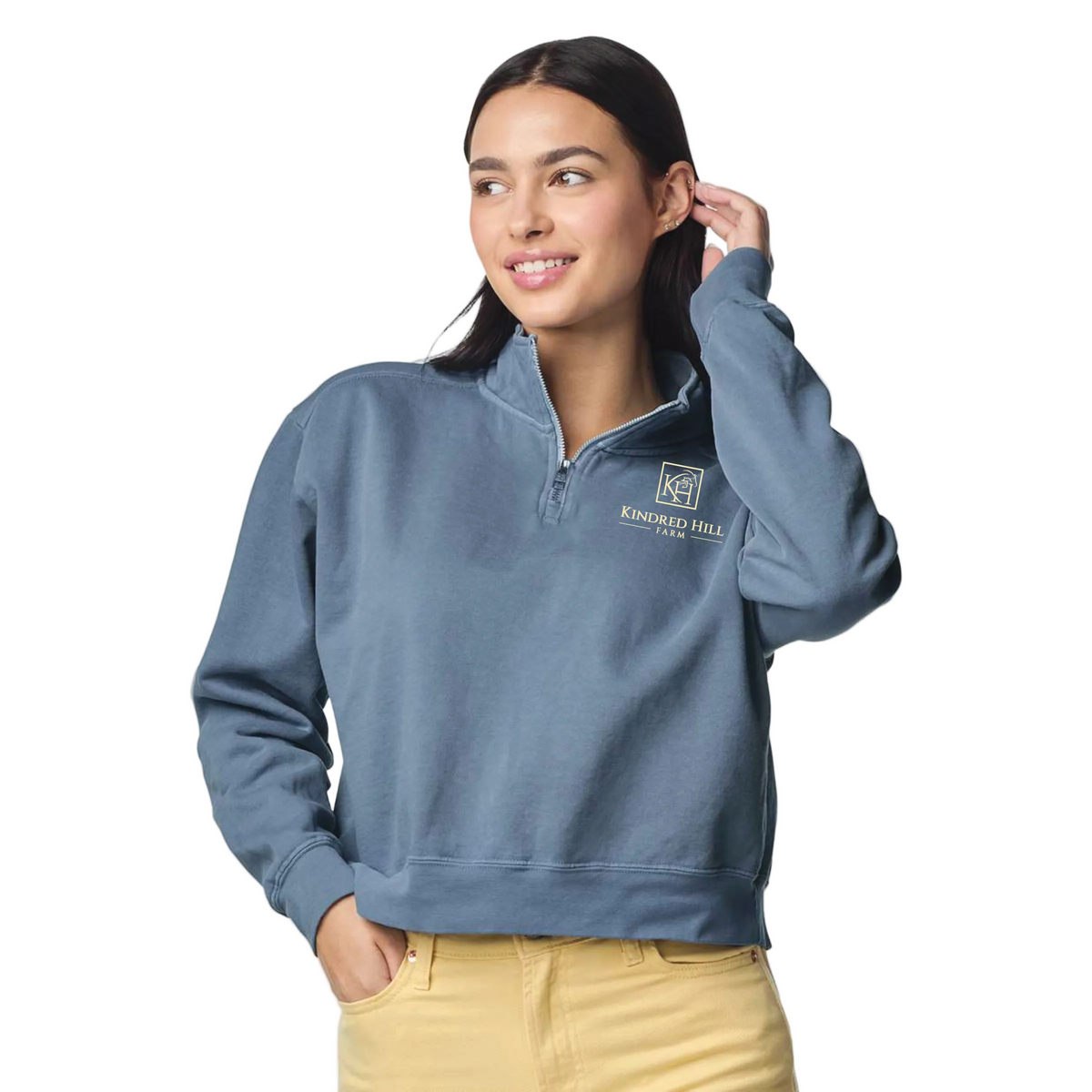 Kindred Hill Farm Women's Comfort Colors Mid Length Quarter Zip