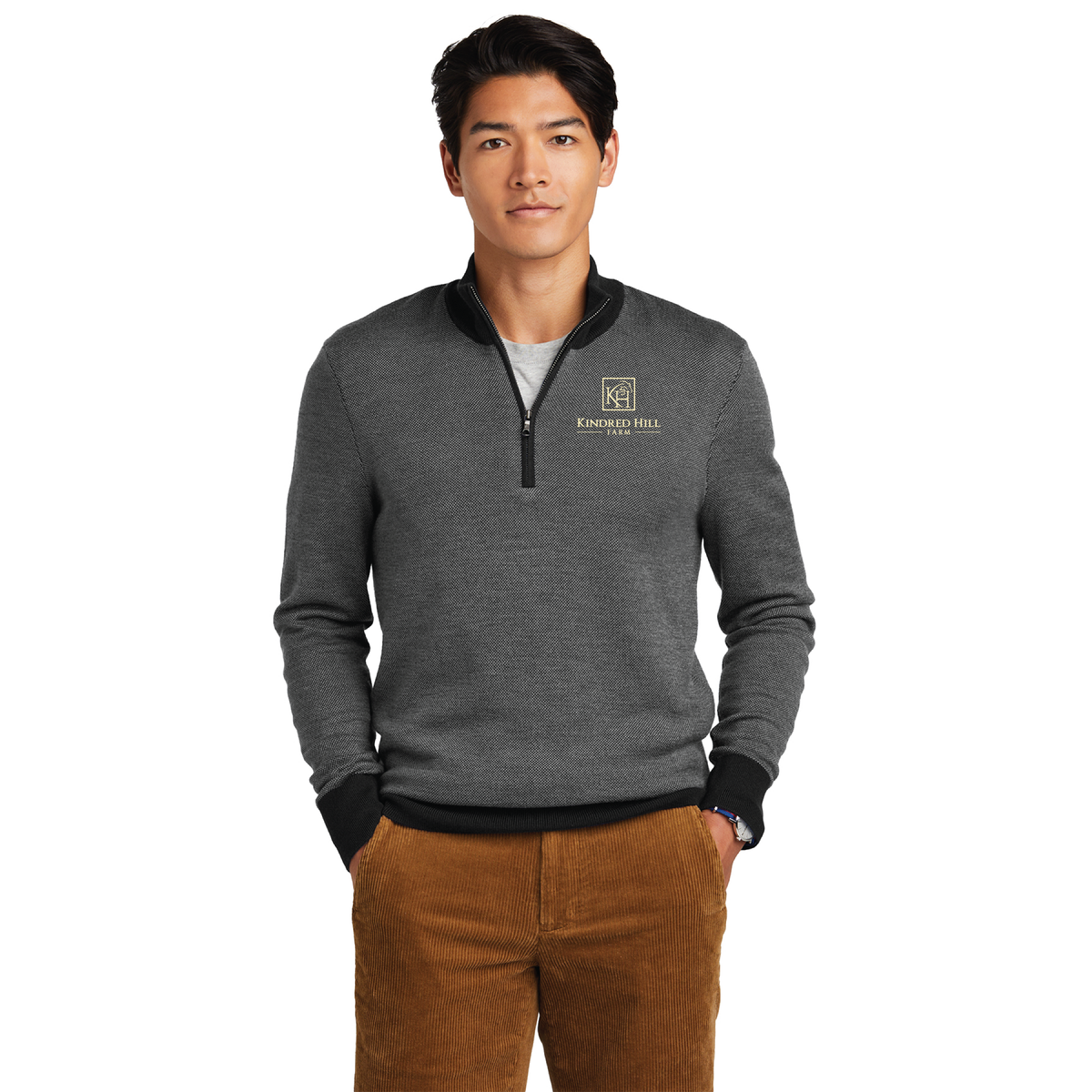 Kindred Hill Farm Brooks Brothers® Washable Merino Birdseye 1/4-Zip Sweater