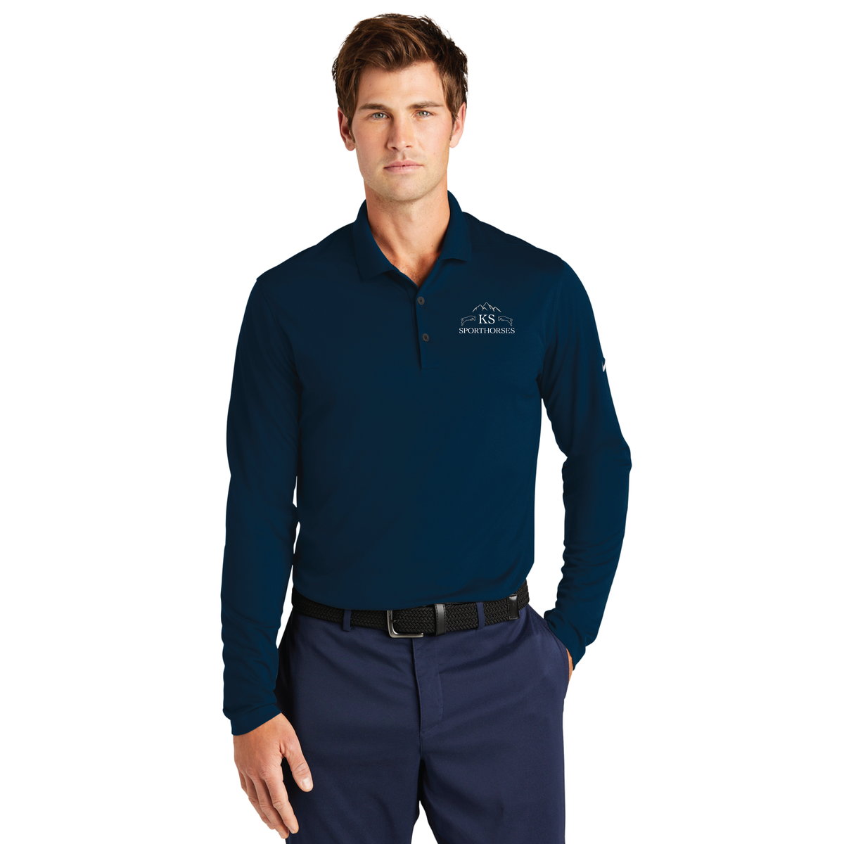 KS Sporthorses Men's Nike Dri-FIT Micro Pique 2.0 Long Sleeve Polo