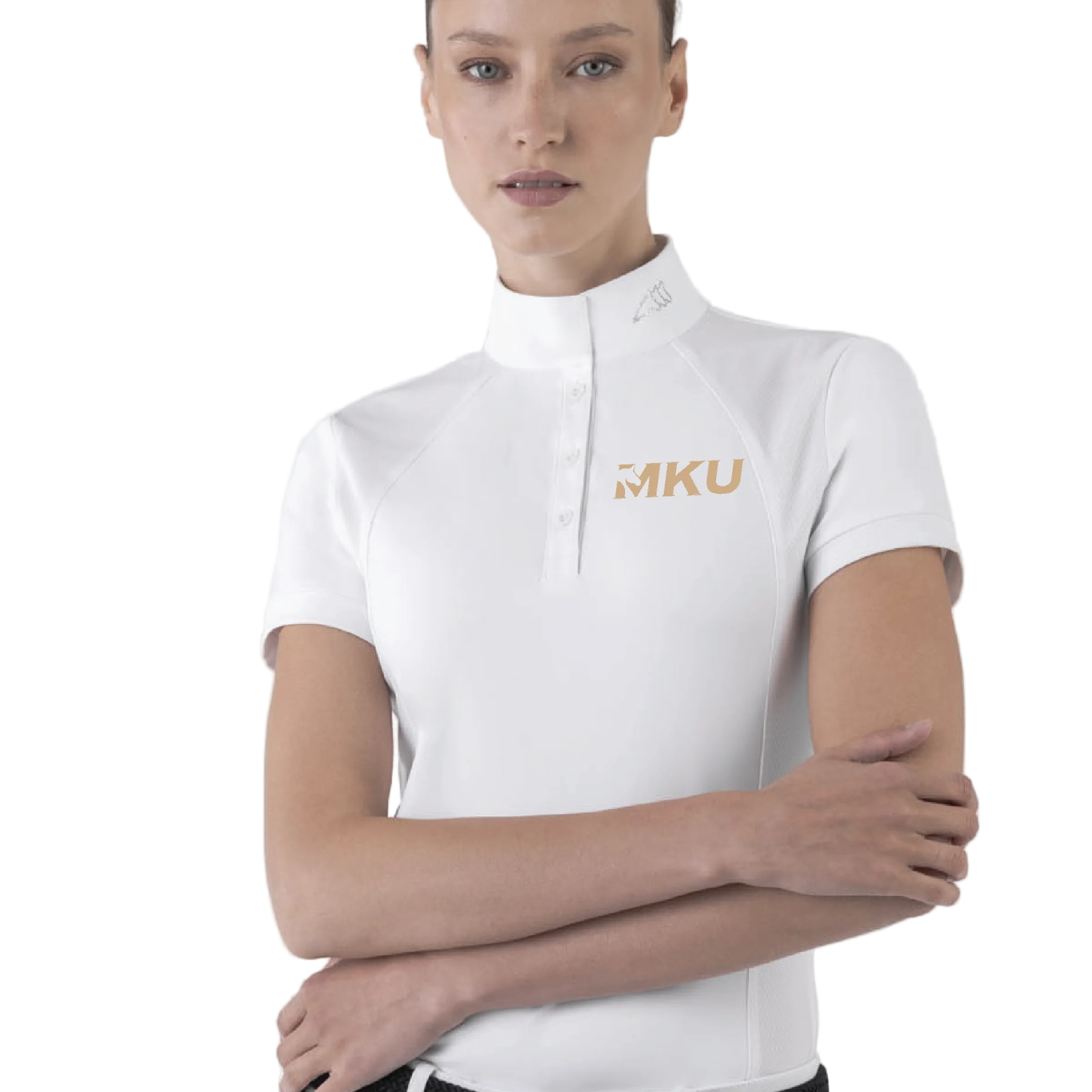 MKU Equestrian Women's Equiline Geak Short Sleeve Show Shirt