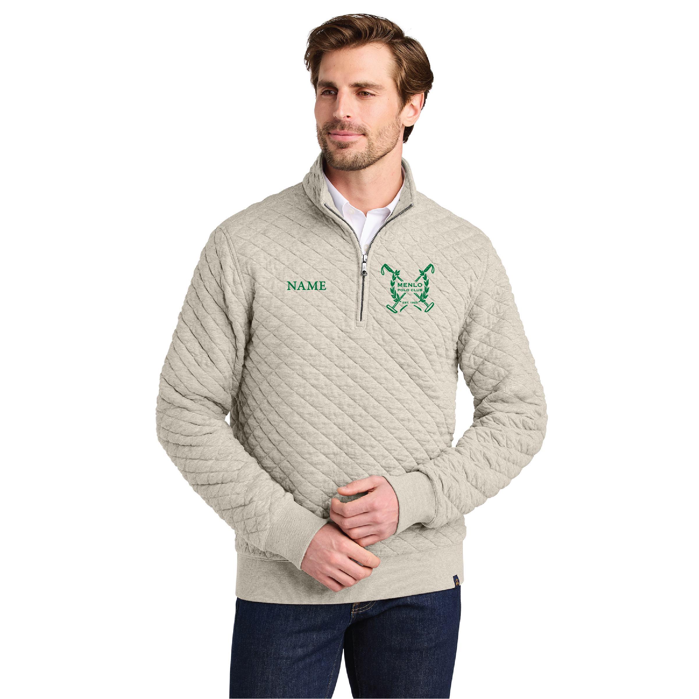 Menlo Polo Club Men's Brooks Brother Diamond Quilt 1/4-Zip