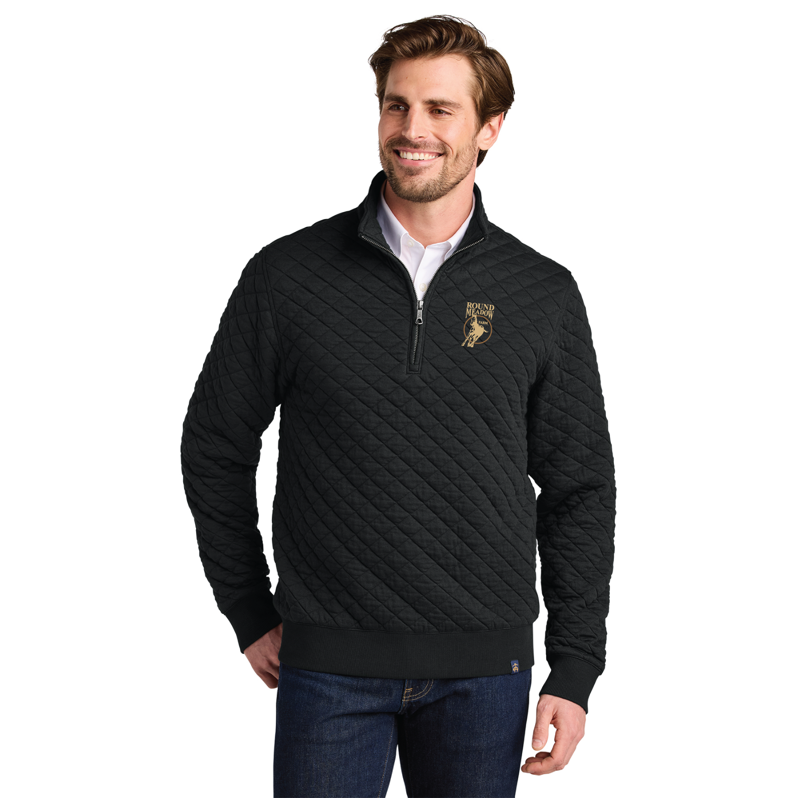 Round Meadow Men's Brooks Brother Diamond Quilt 1/4-Zip