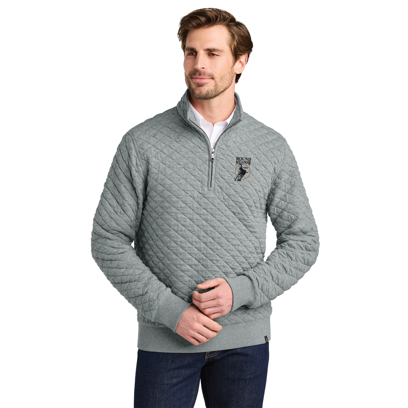 Round Meadow Men's Brooks Brother Diamond Quilt 1/4-Zip