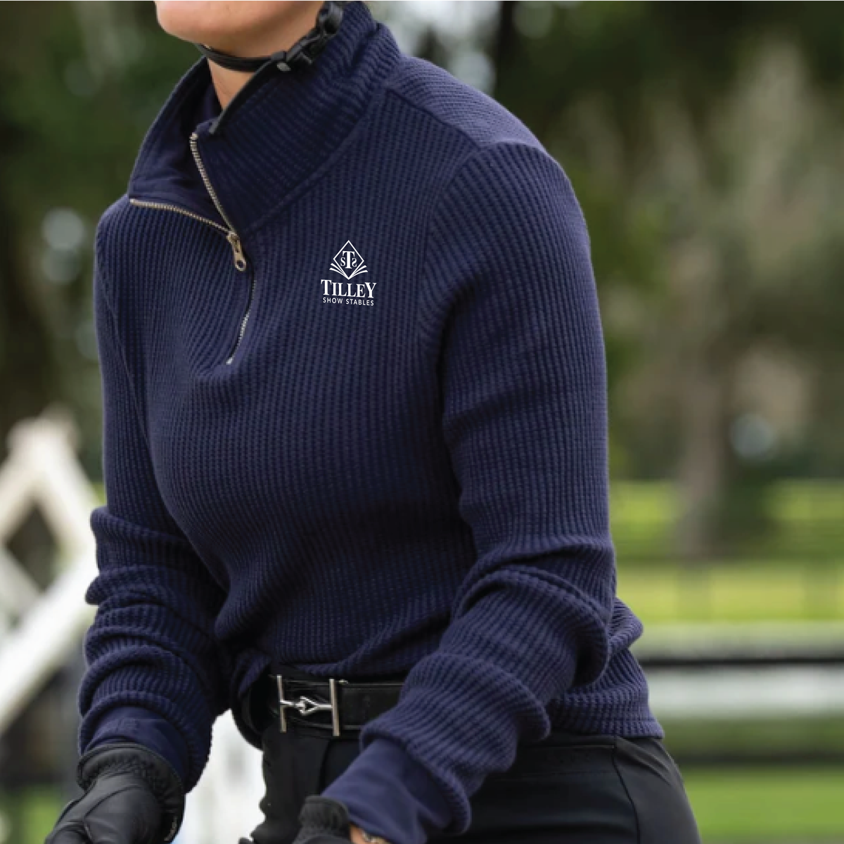 Tilley Show Stables Euphoric Equestrian Good Mood 1/4 Zip Waffle