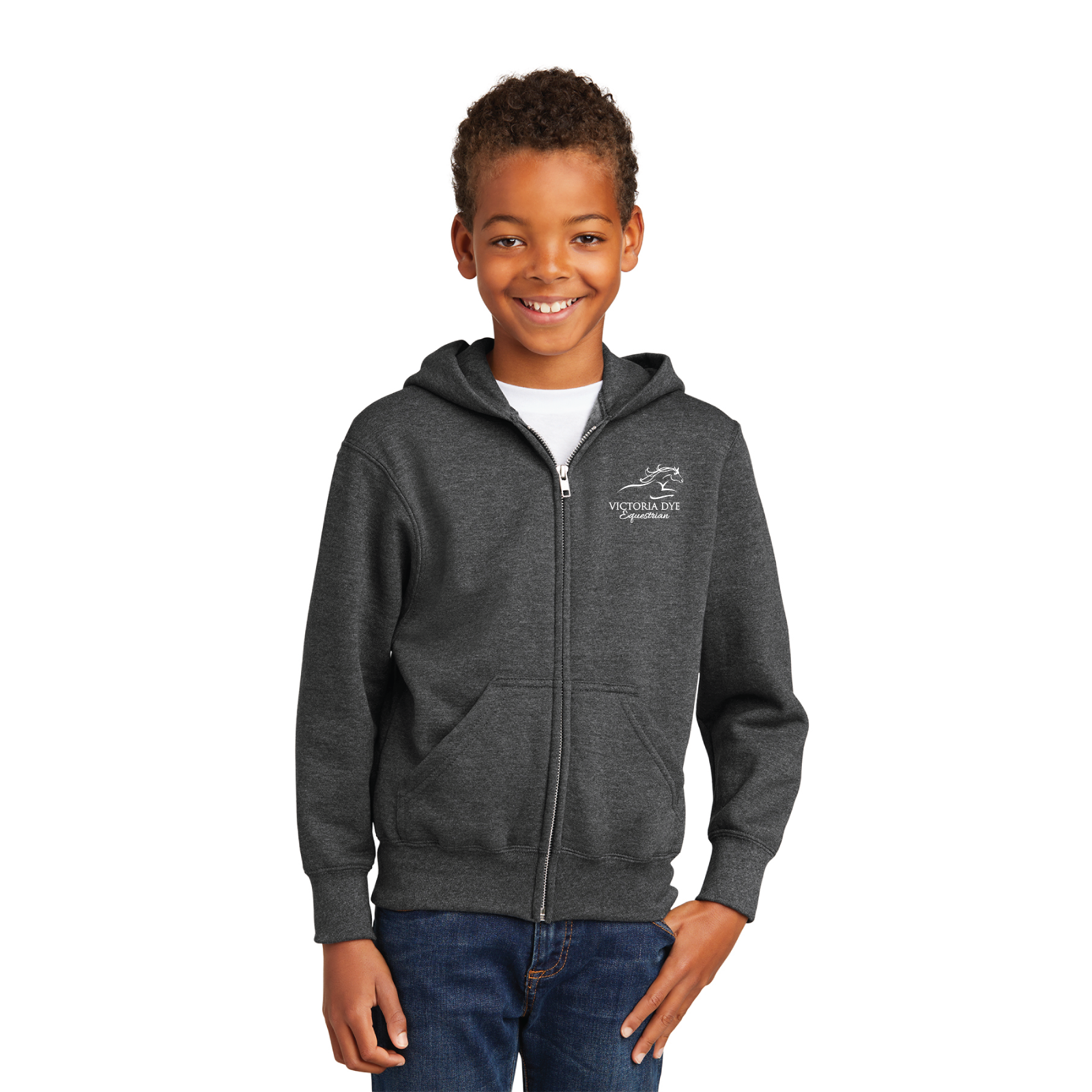Victoria Dye Equestrian Youth Port & Company Core Fleece Full-Zip Hood