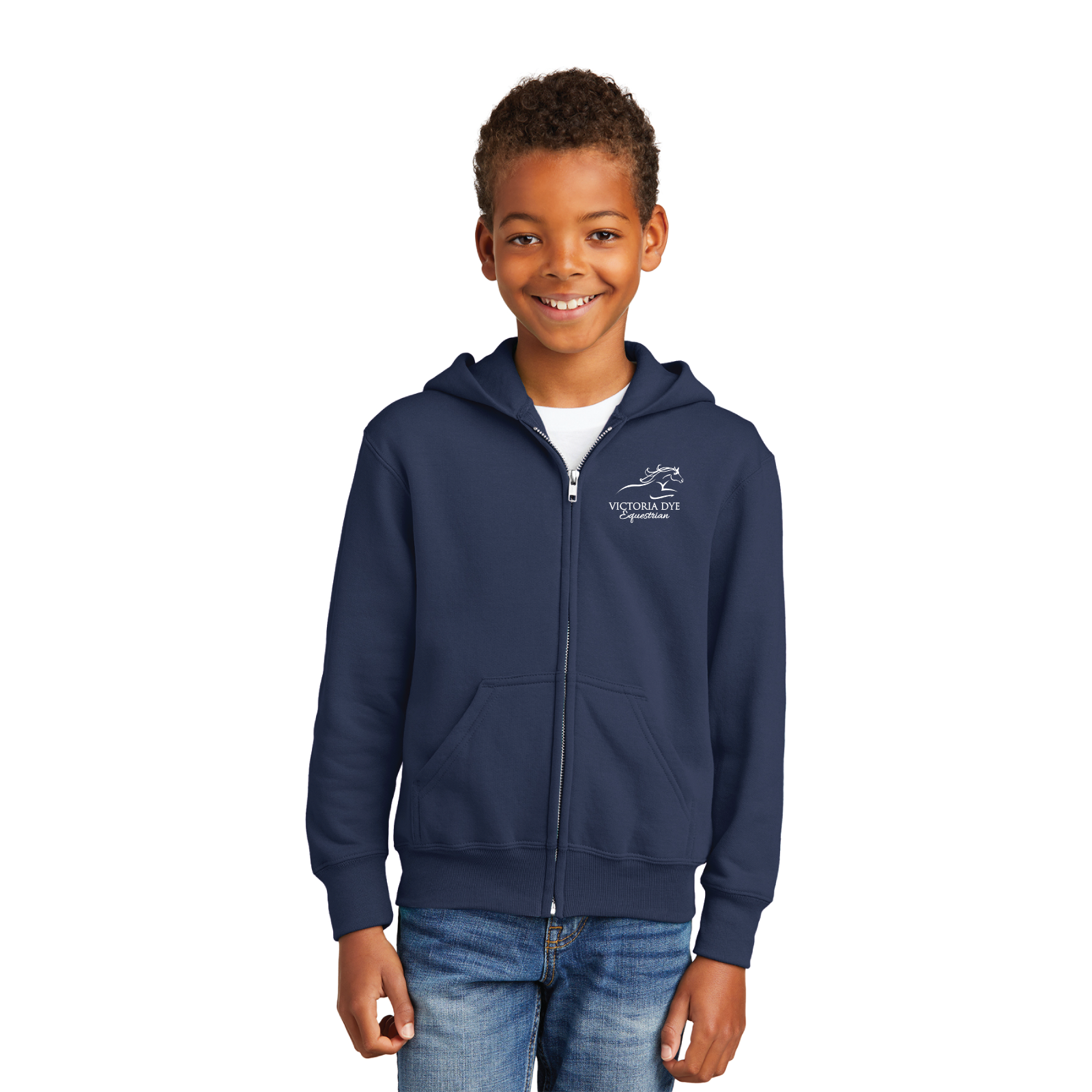 Victoria Dye Equestrian Youth Port & Company Core Fleece Full-Zip Hood