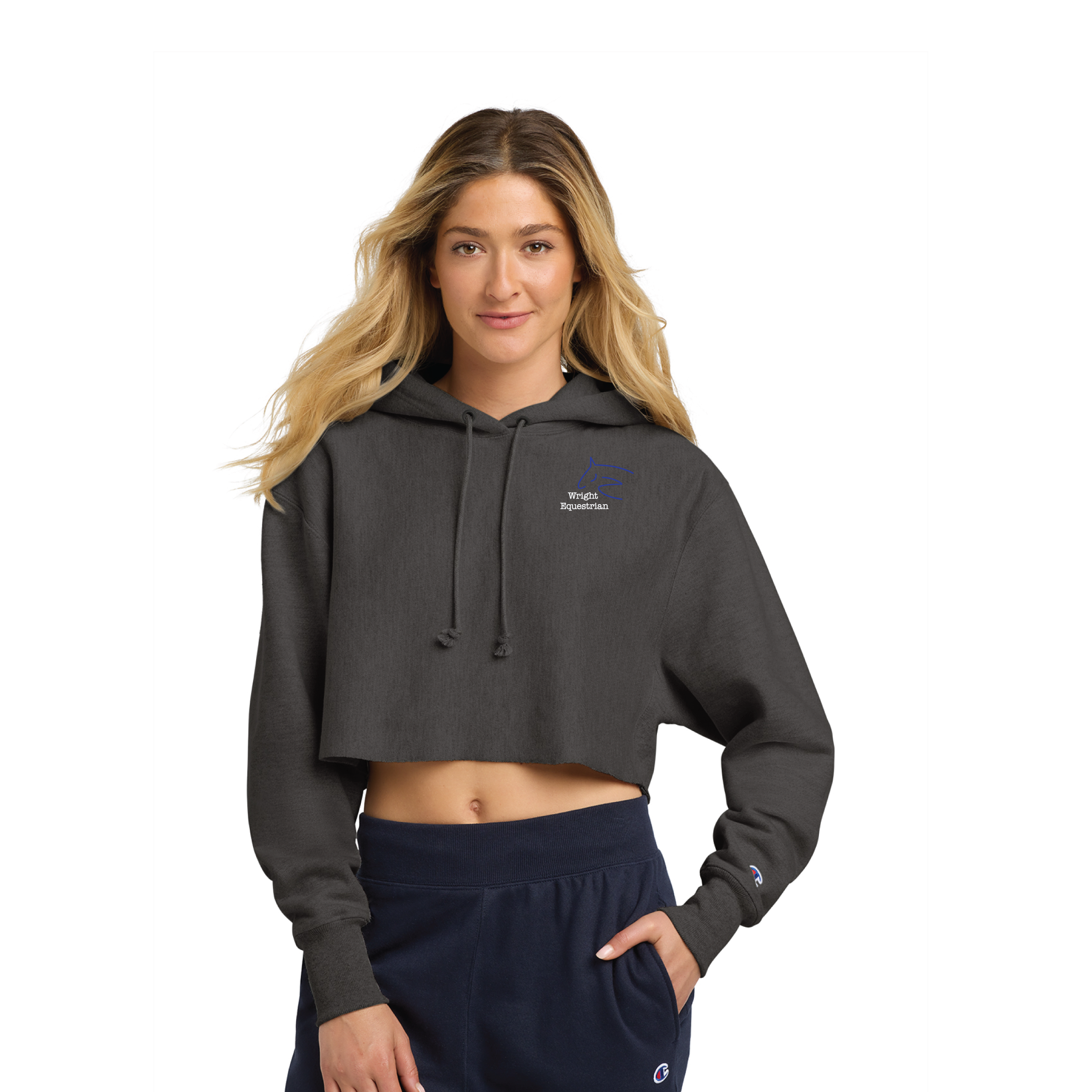 Wright Equestrian Women's Champion Reverse Weave Cropped Cut-Off Hoodie