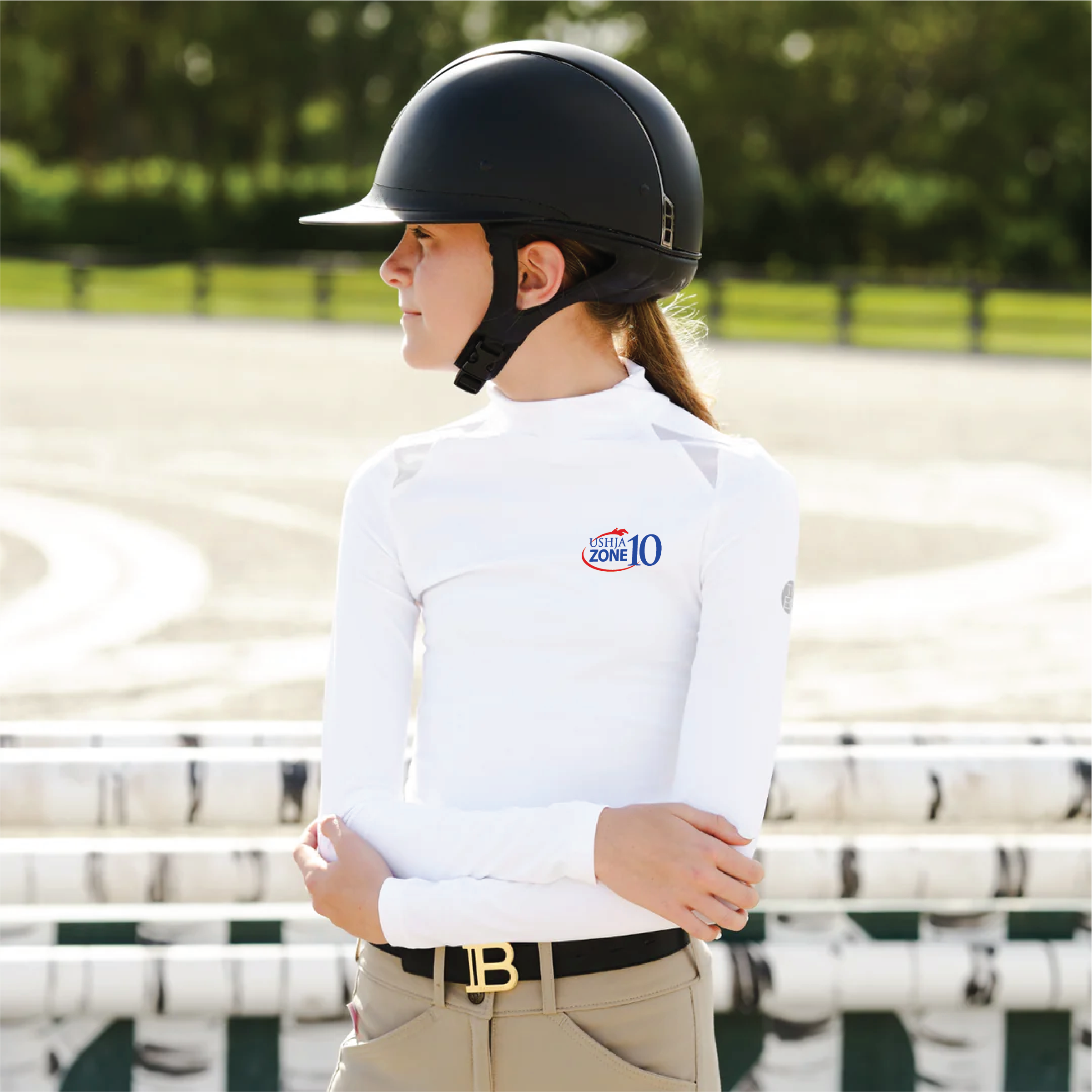Zone 10 PONY MINI TKEQ 'Chloe' High Collar Technical Top (White)