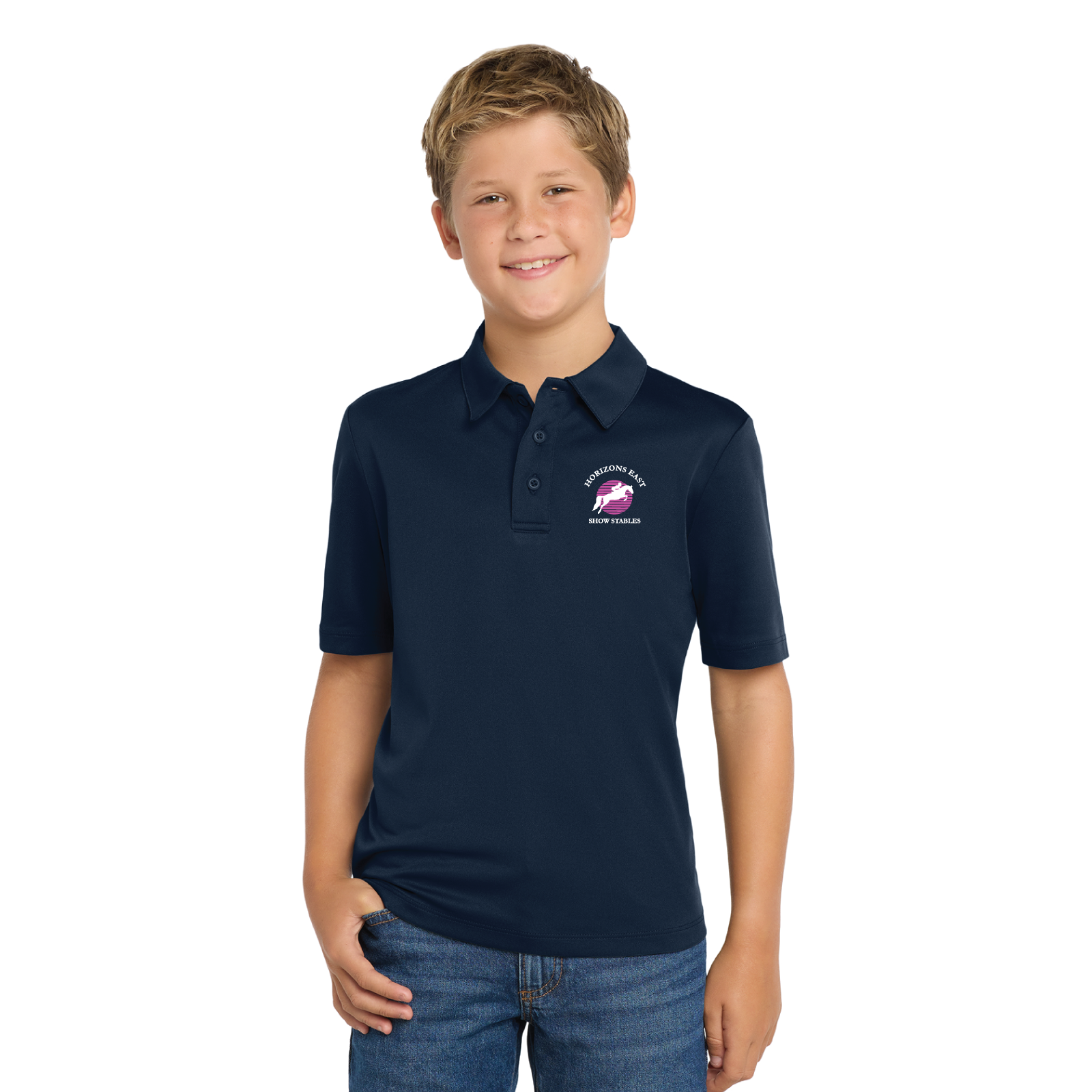 Horizons East Show Stables Youth Port Authority Short Sleeve Silk Touch Polo