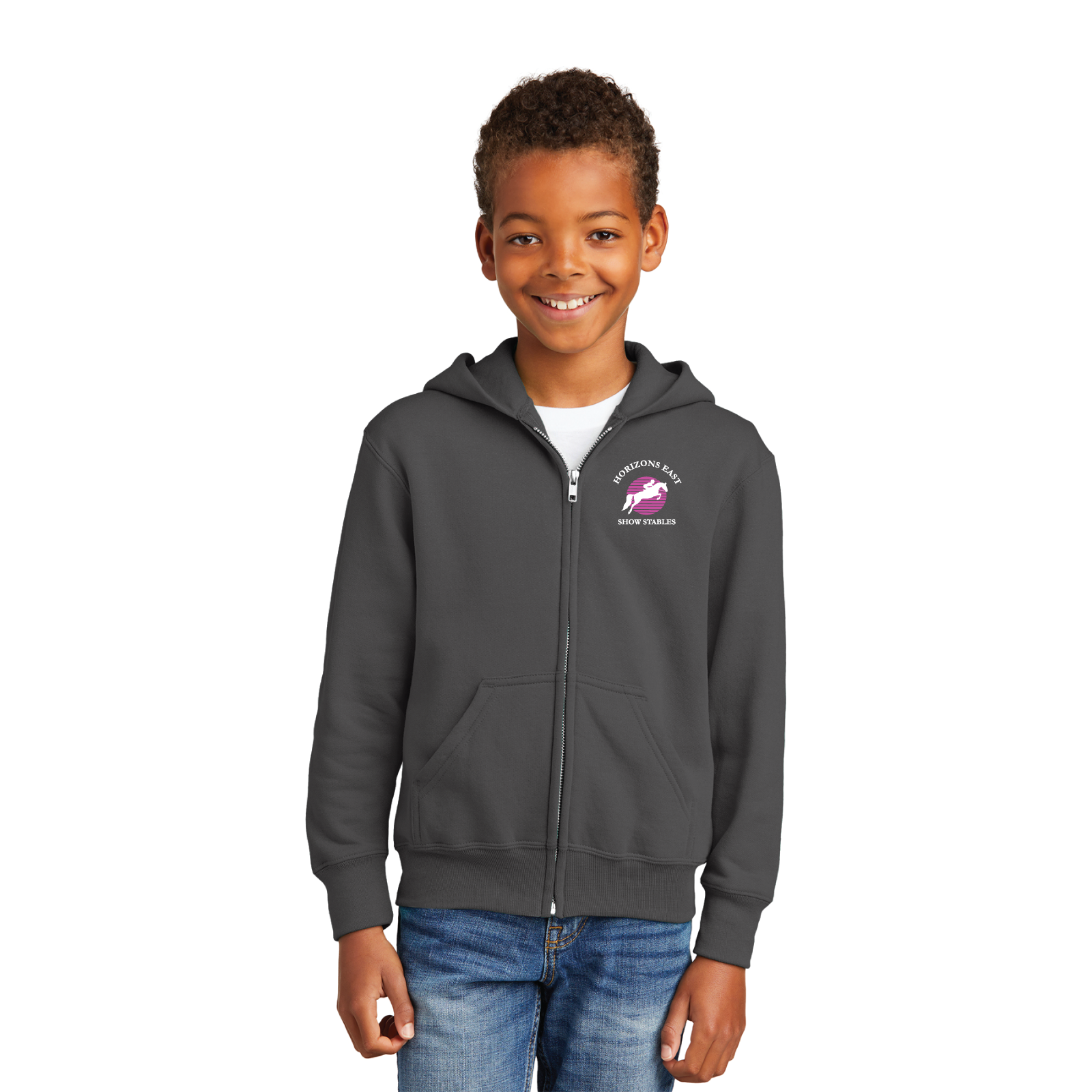 Horizons East Show Stables Youth Port & Company Core Fleece Full-Zip Hoodie