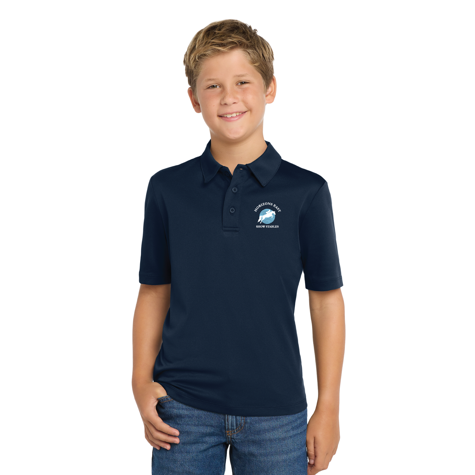 Horizons East Show Stables Youth Port Authority Short Sleeve Silk Touch Polo