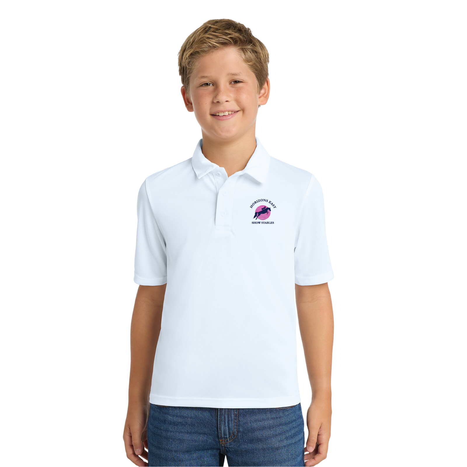 Horizons East Show Stables Youth Port Authority Short Sleeve Silk Touch Polo