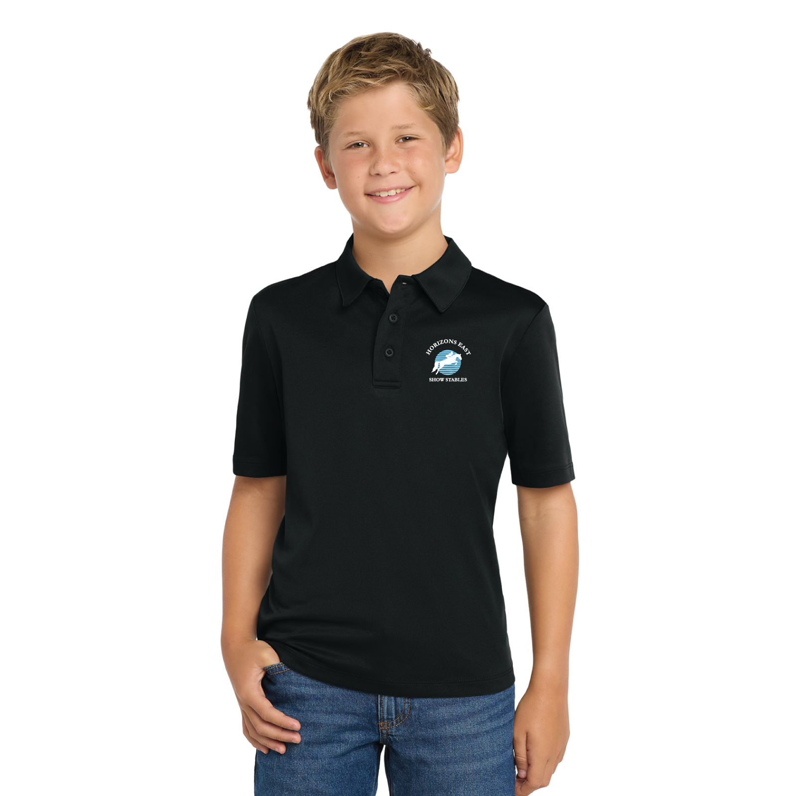 Horizons East Show Stables Youth Port Authority Short Sleeve Silk Touch Polo