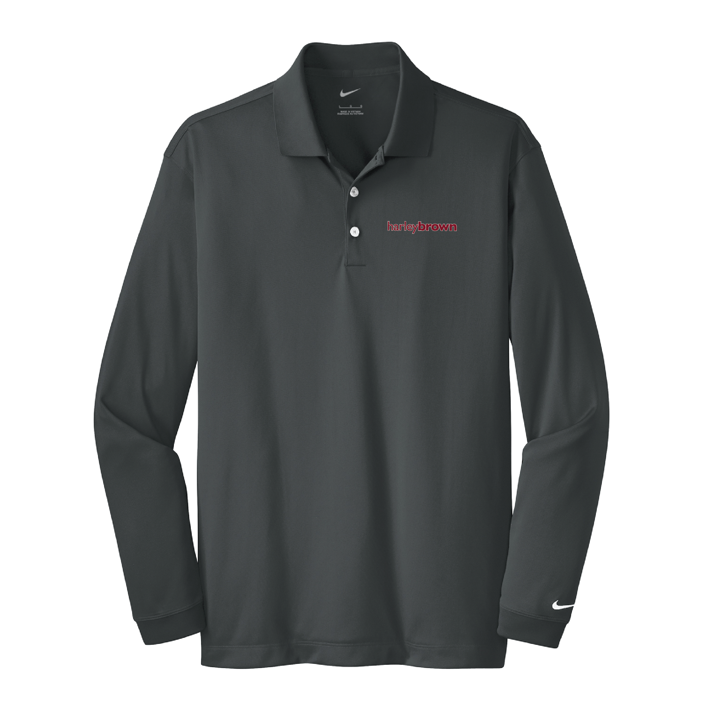 Harley Brown Equestrian Men's Nike Long Sleeve Stretch Dri-FIT Polo