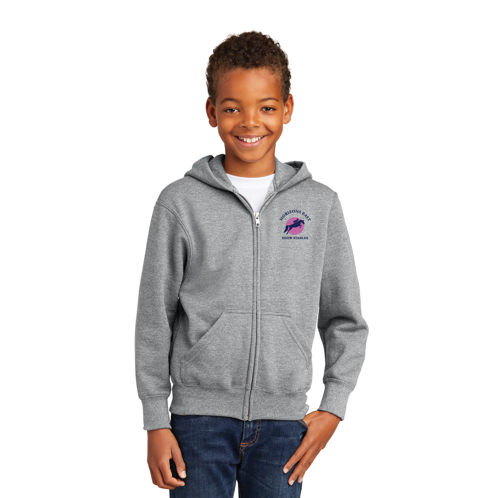 Horizons East Show Stables Youth Port & Company Core Fleece Full-Zip Hoodie