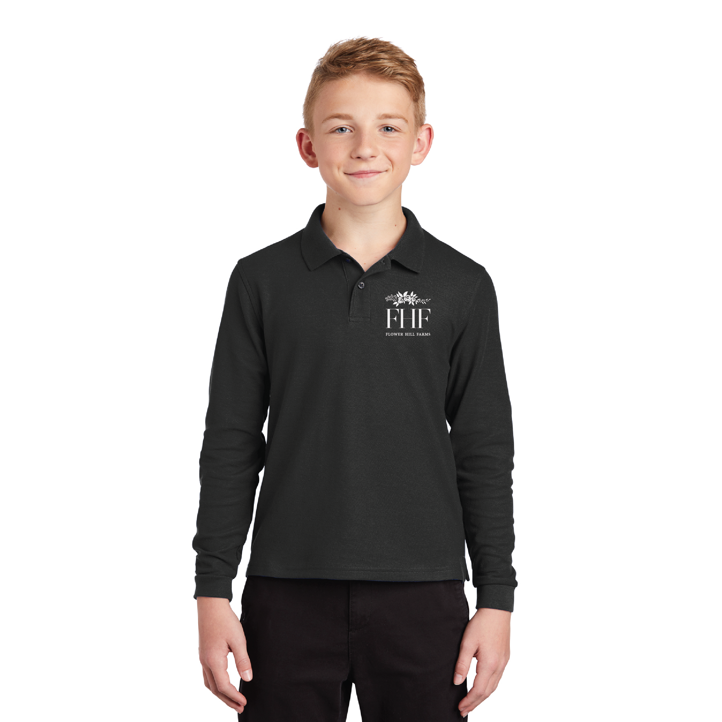 Flower Hill Farms Youth Port Authority Long Sleeve Silk Touch Polo