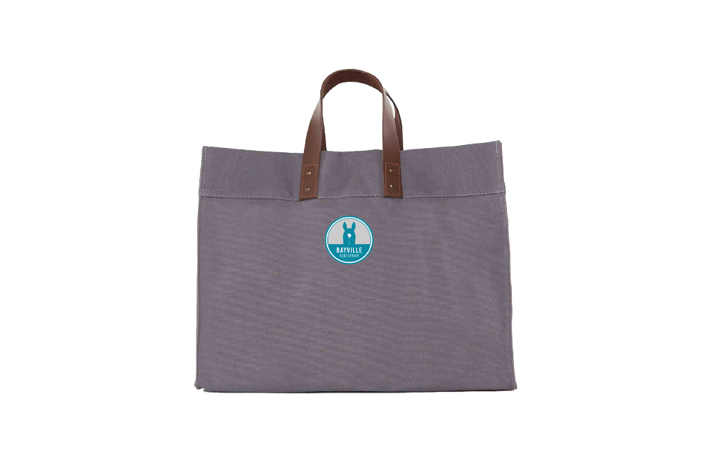 Bayville Equestrian CB Station Large Canvas Tote Bag with Leather Handles