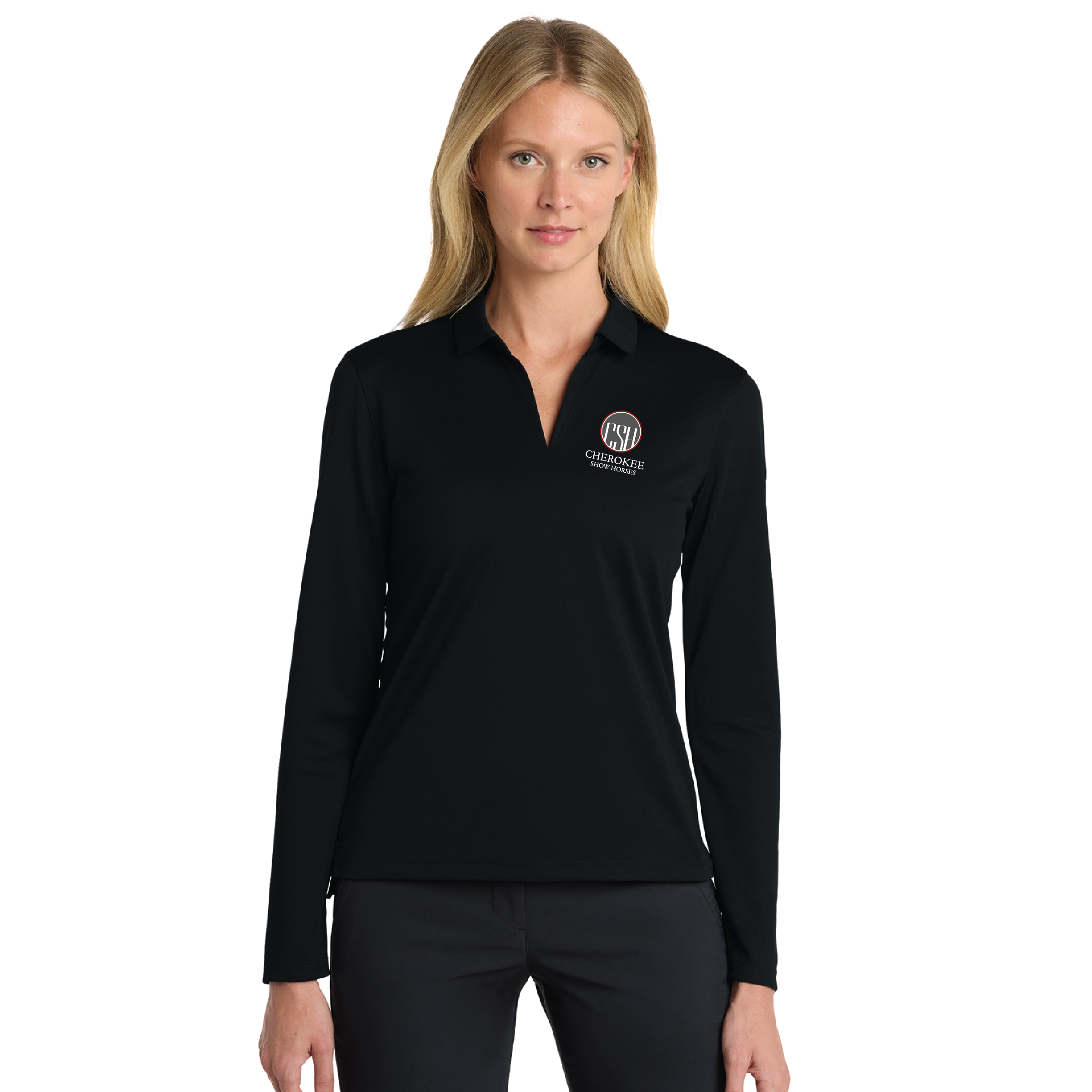 Cherokee Show Horses Women's Nike Dri-FIT Micro Pique Long Sleeve Polo