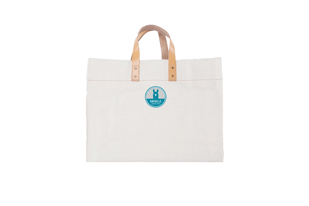 Bayville Equestrian CB Station Large Canvas Tote Bag with Leather Handles
