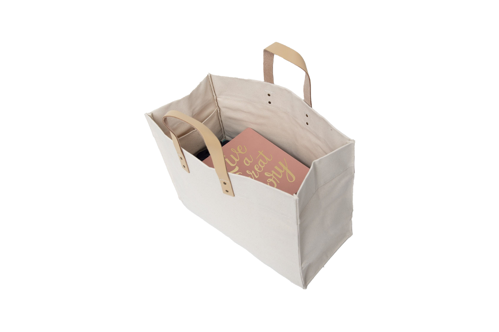 Bayville Equestrian CB Station Large Canvas Tote Bag with Leather Handles