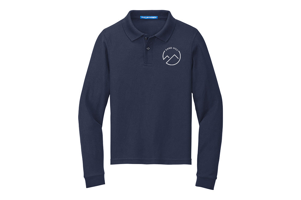 Sand Hill Stable Youth Port Authority Long Sleeve Silk Touch Polo
