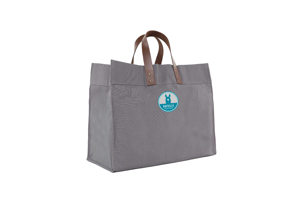 Bayville Equestrian CB Station Large Canvas Tote Bag with Leather Handles