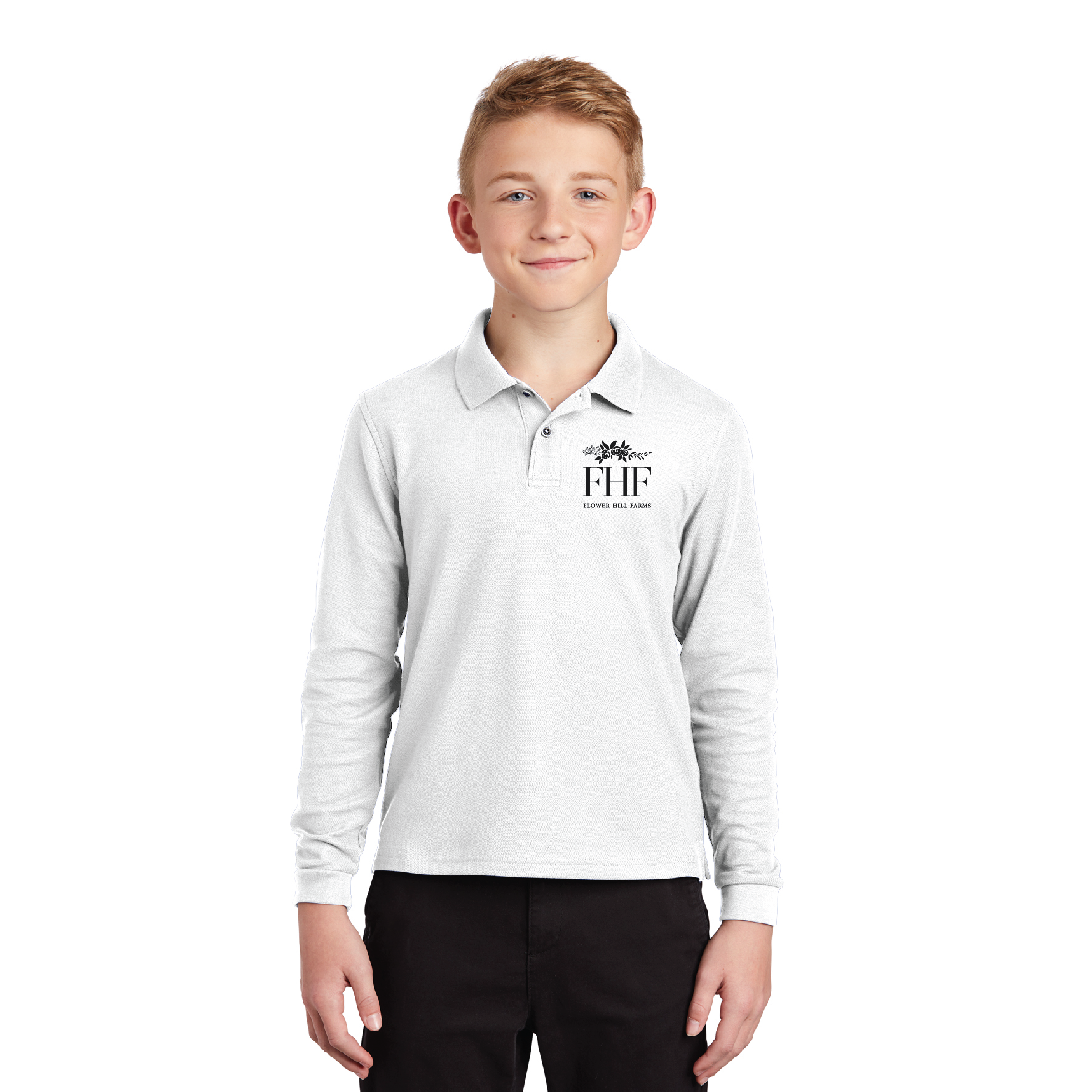 Flower Hill Farms Youth Port Authority Long Sleeve Silk Touch Polo