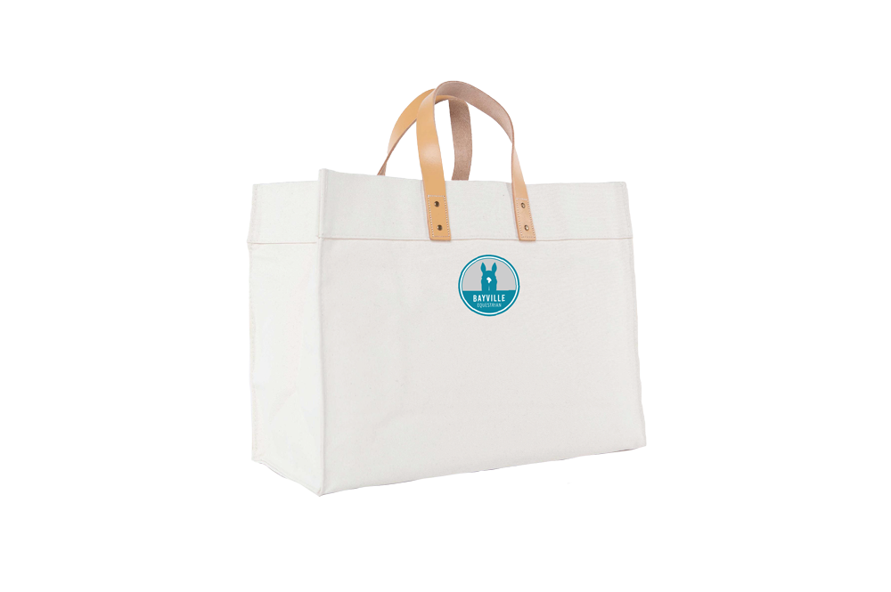 Bayville Equestrian CB Station Large Canvas Tote Bag with Leather Handles