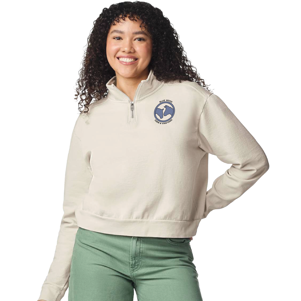 Blue Wood Farm Women's Comfort Colors Mid Length Quarter Zip