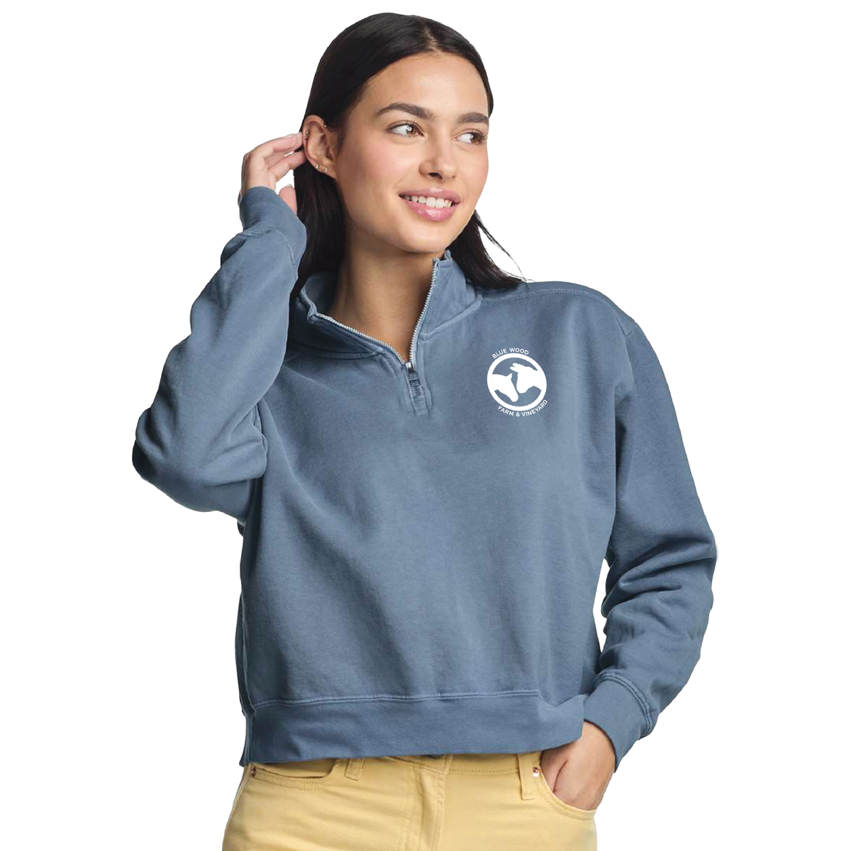 Blue Wood Farm Women's Comfort Colors Mid Length Quarter Zip
