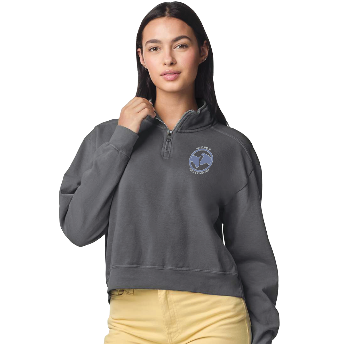 Blue Wood Farm Women's Comfort Colors Mid Length Quarter Zip