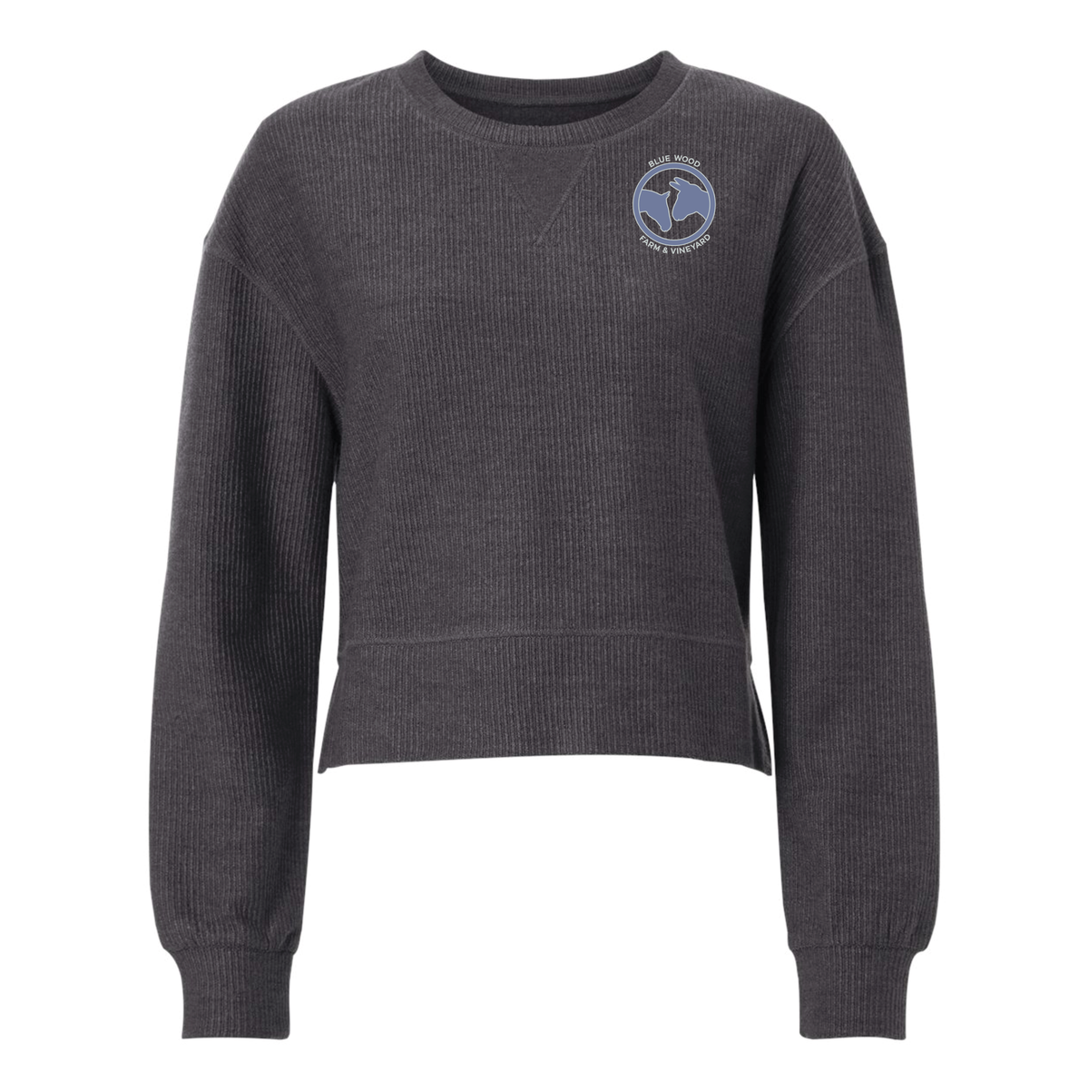 Blue Wood Farm Women's Boxercraft Rib Knit Corded Boxy Crewneck Sweatshirt