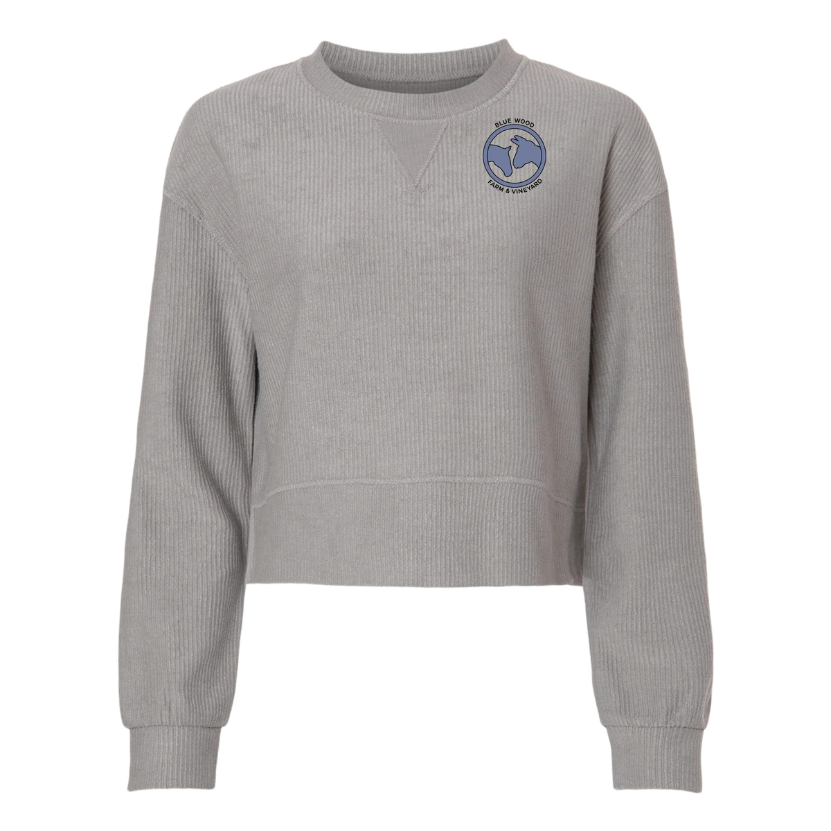 Blue Wood Farm Women's Boxercraft Rib Knit Corded Boxy Crewneck Sweatshirt