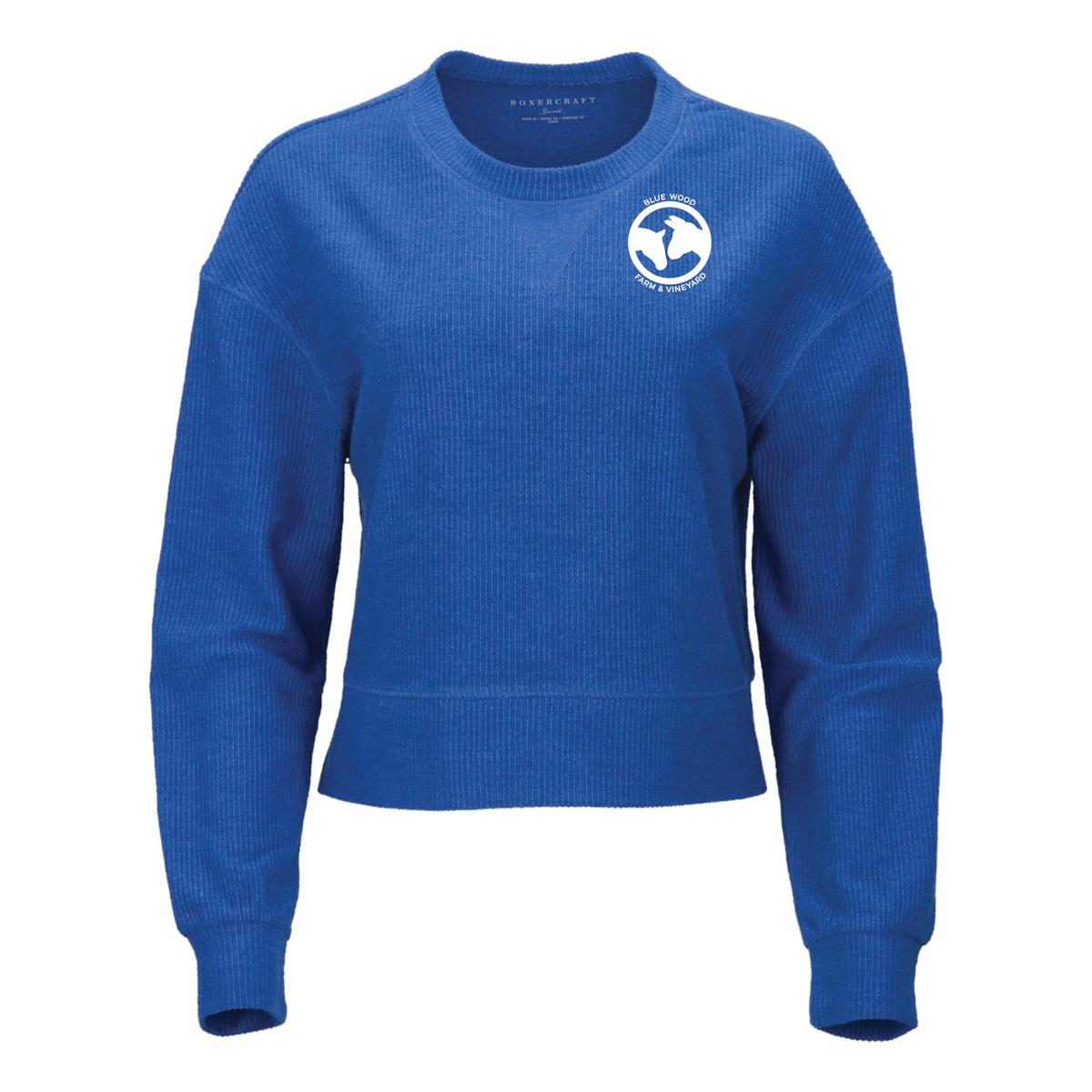 Blue Wood Farm Women's Boxercraft Rib Knit Corded Boxy Crewneck Sweatshirt