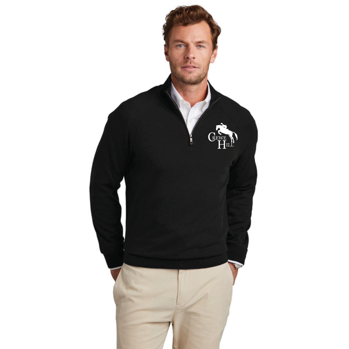Crewe Hill Men's Brooks Brothers Cotton Stretch 1/4-Zip Sweater
