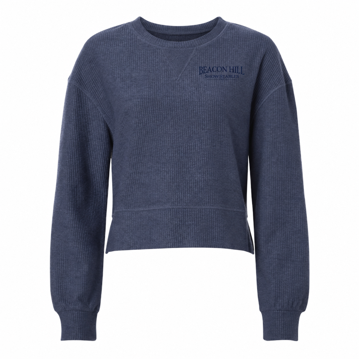 Beacon HIll Women's Boxercraft Rib Knit Corded Boxy Crewneck Sweatshirt