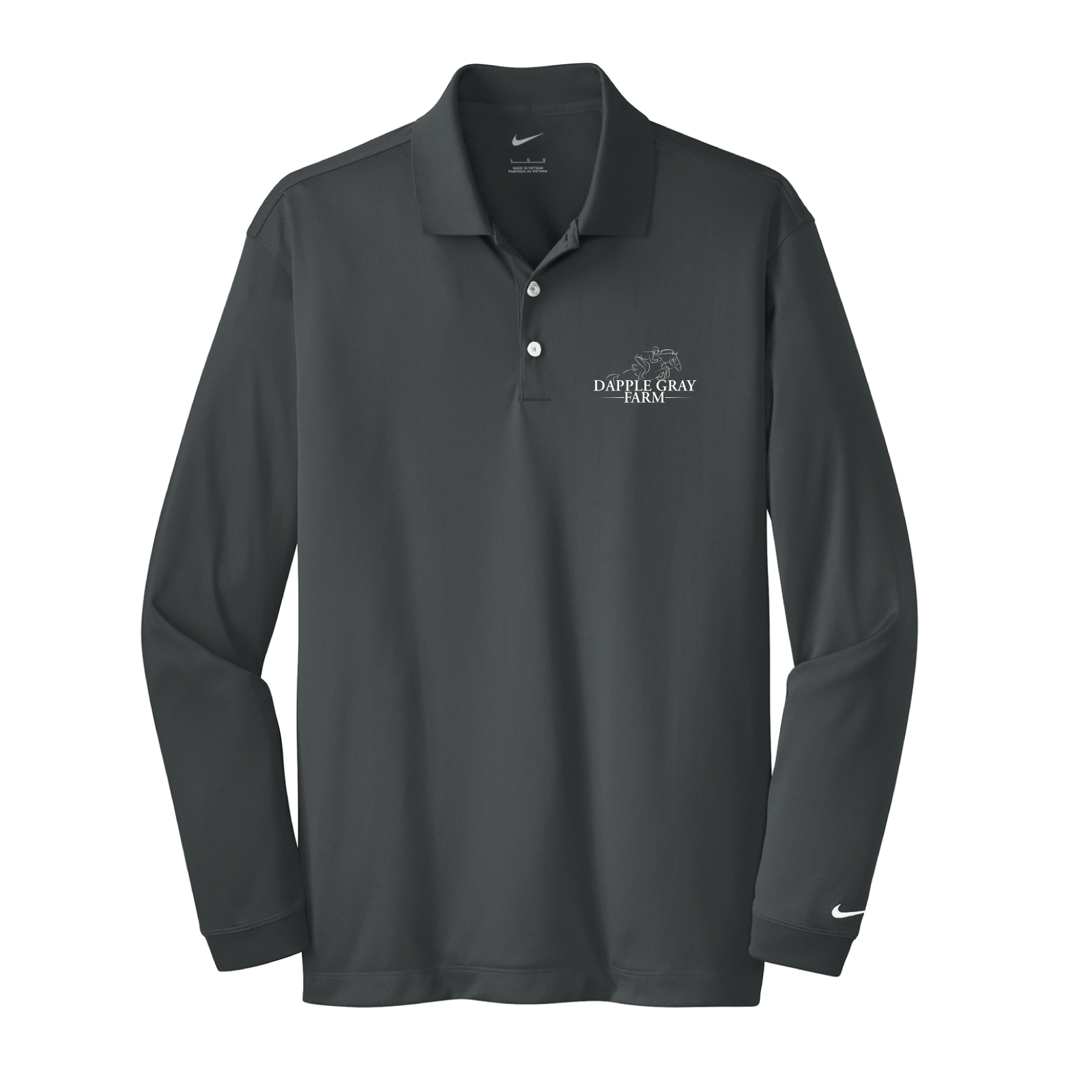 Dapple Gray Farm Men's Nike Long Sleeve Stretch Dri-FIT Polo