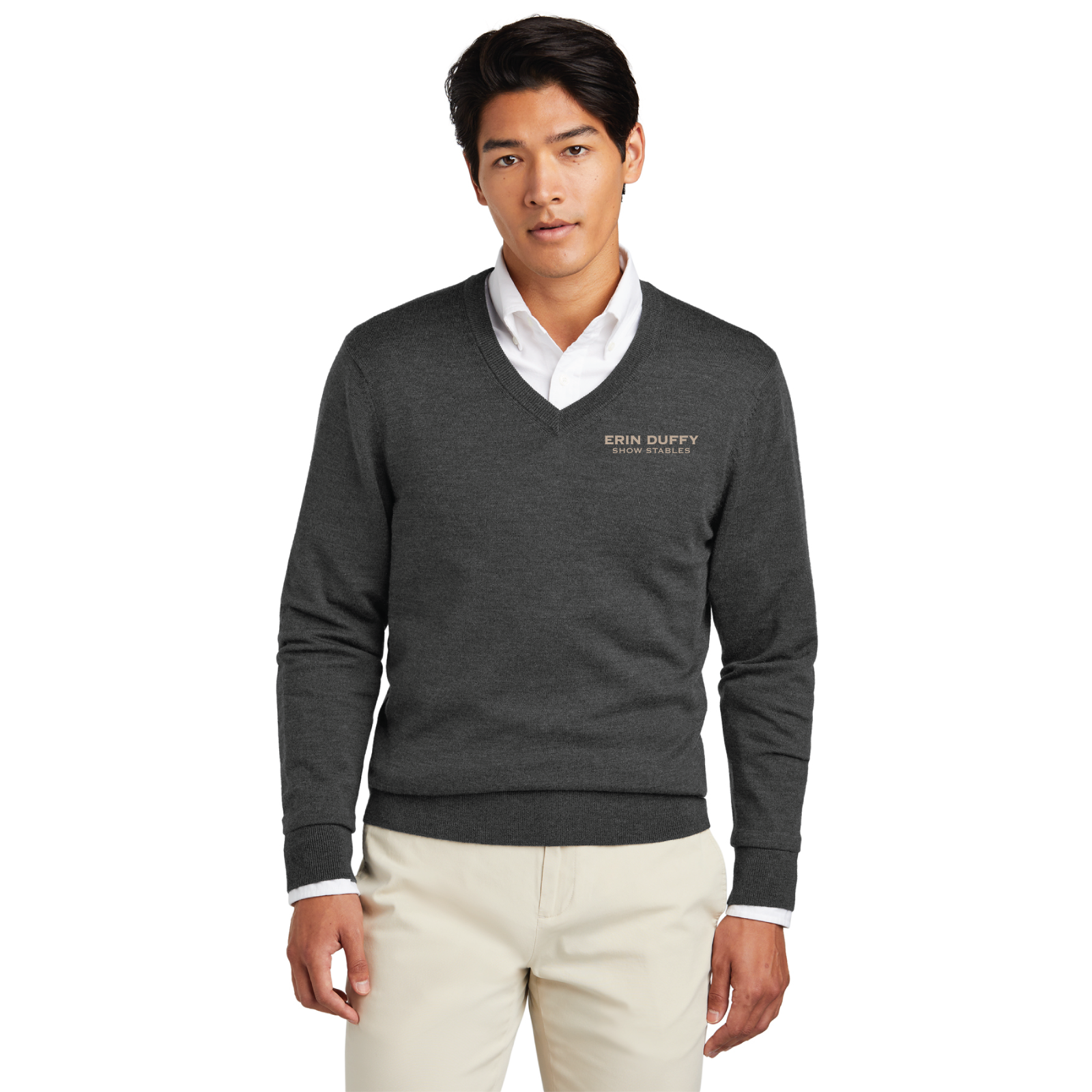 Erin Duffy Show Stables Men's Brooks Brothers Washable Merino Wool V-Neck Sweater