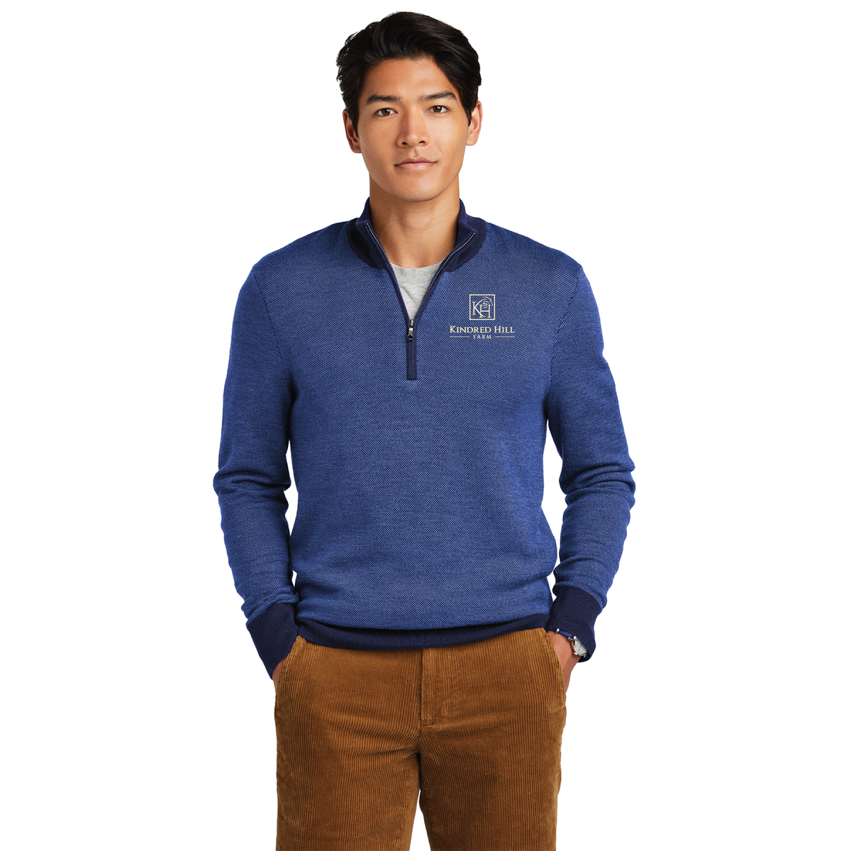 Kindred Hill Farm Brooks Brothers® Washable Merino Birdseye 1/4-Zip Sweater