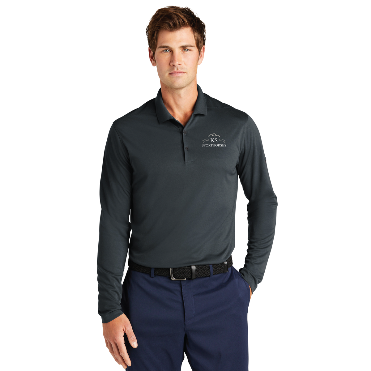 KS Sporthorses Men's Nike Dri-FIT Micro Pique 2.0 Long Sleeve Polo