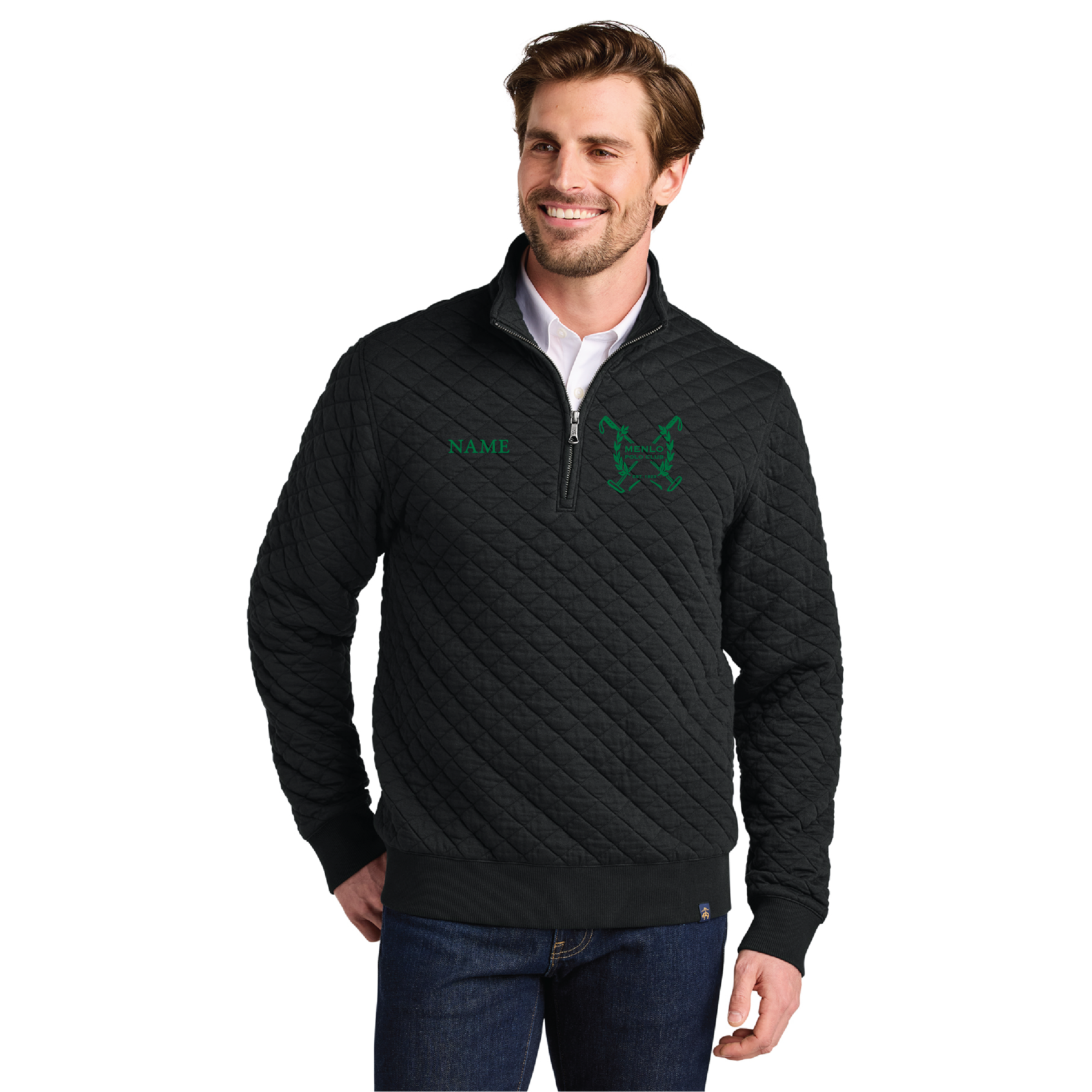 Menlo Polo Club Men's Brooks Brother Diamond Quilt 1/4-Zip