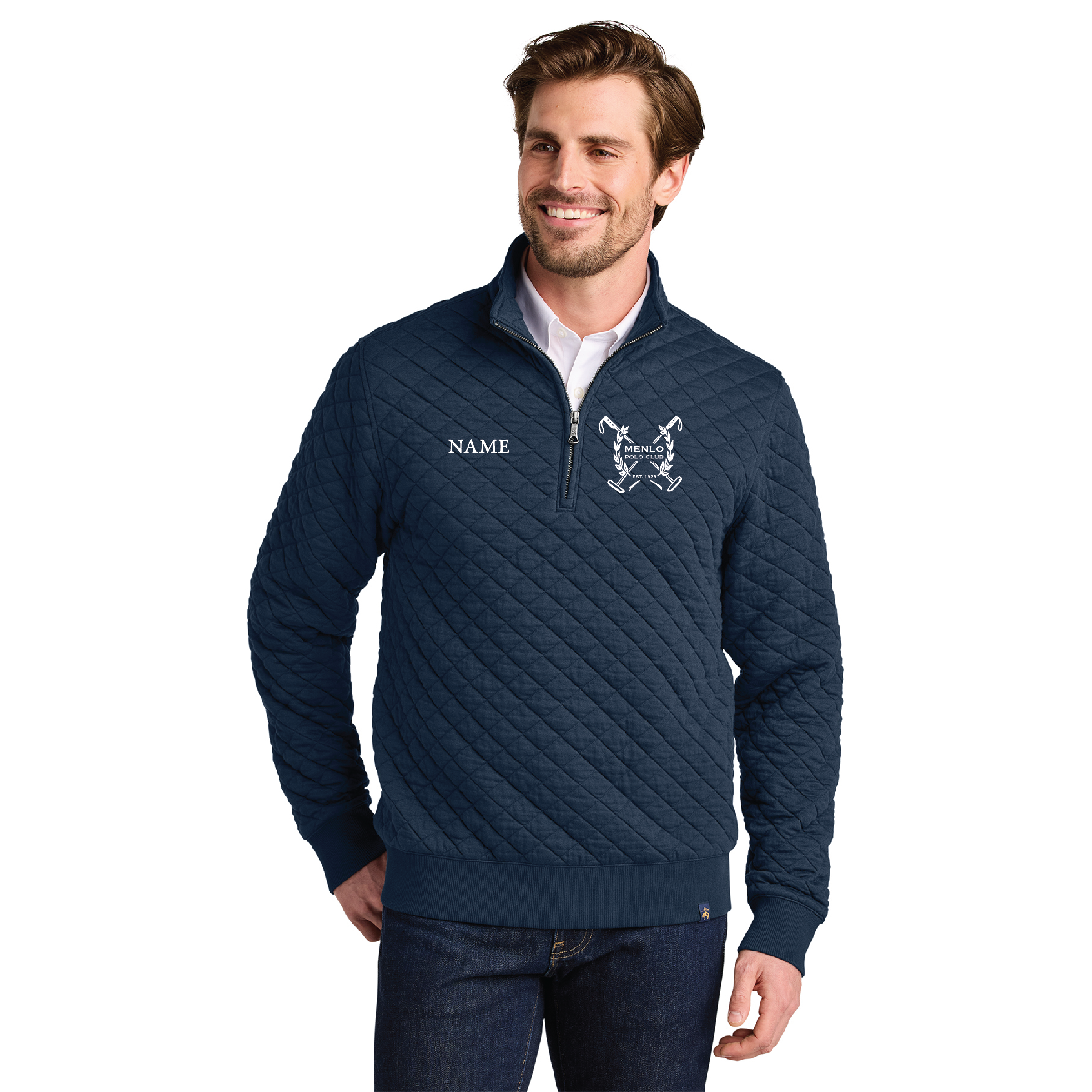 Menlo Polo Club Men's Brooks Brother Diamond Quilt 1/4-Zip